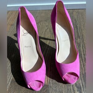 Christian Louboutin Fuchsia Peep-Toe Heels